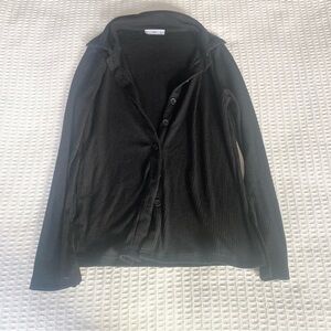 Mango black ribbed collared knit button down size medium
